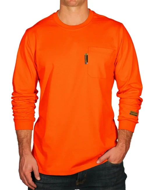 Mens Long Sleeve Flame Resistant T-Shirt -ORANGE